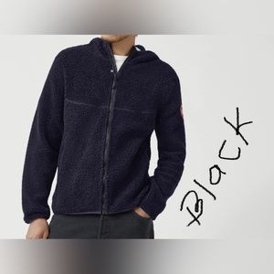 Men's Canada Goose Ainsworth Hoody BLACK Wool Full Zip Fleece Knit Sweater S